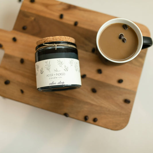 Aster Indigo Coffee Shop Soy Candle