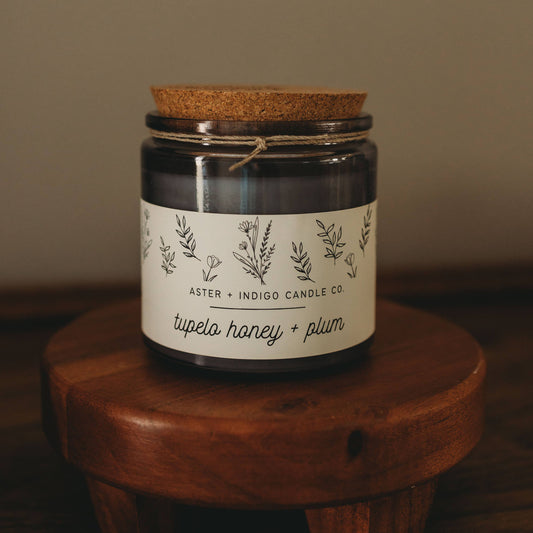 Aster Indigo Tupleo Honey Plum Candle