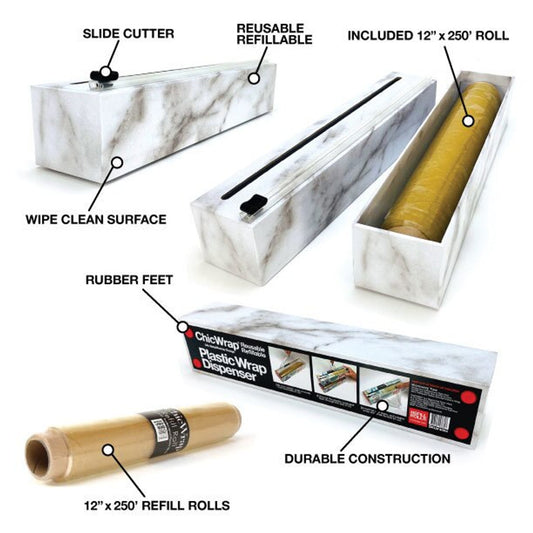 ChicWrap Plastic Wrap Dispenser - Marble
