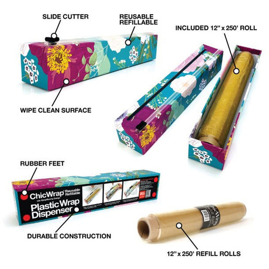 ChicWrap Plastic Wrap Dispenser - Spring Flowers