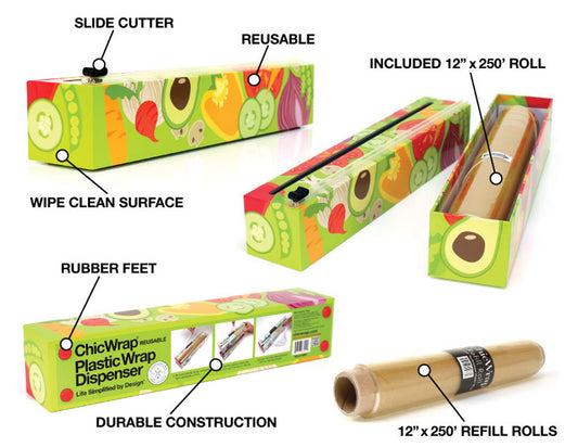 ChicWrap  Plastic Wrap Dispenser - Veggies