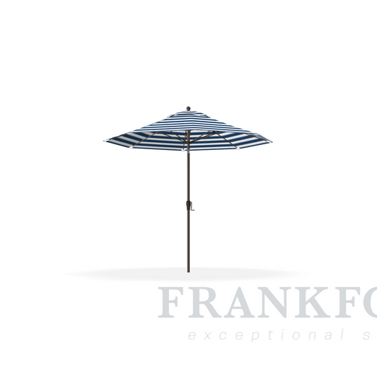 Frankford Monterey 9'  Navy Stripe Fiberglass Rib Bronze Aluminum Pole w/ Crank Auto Tilt