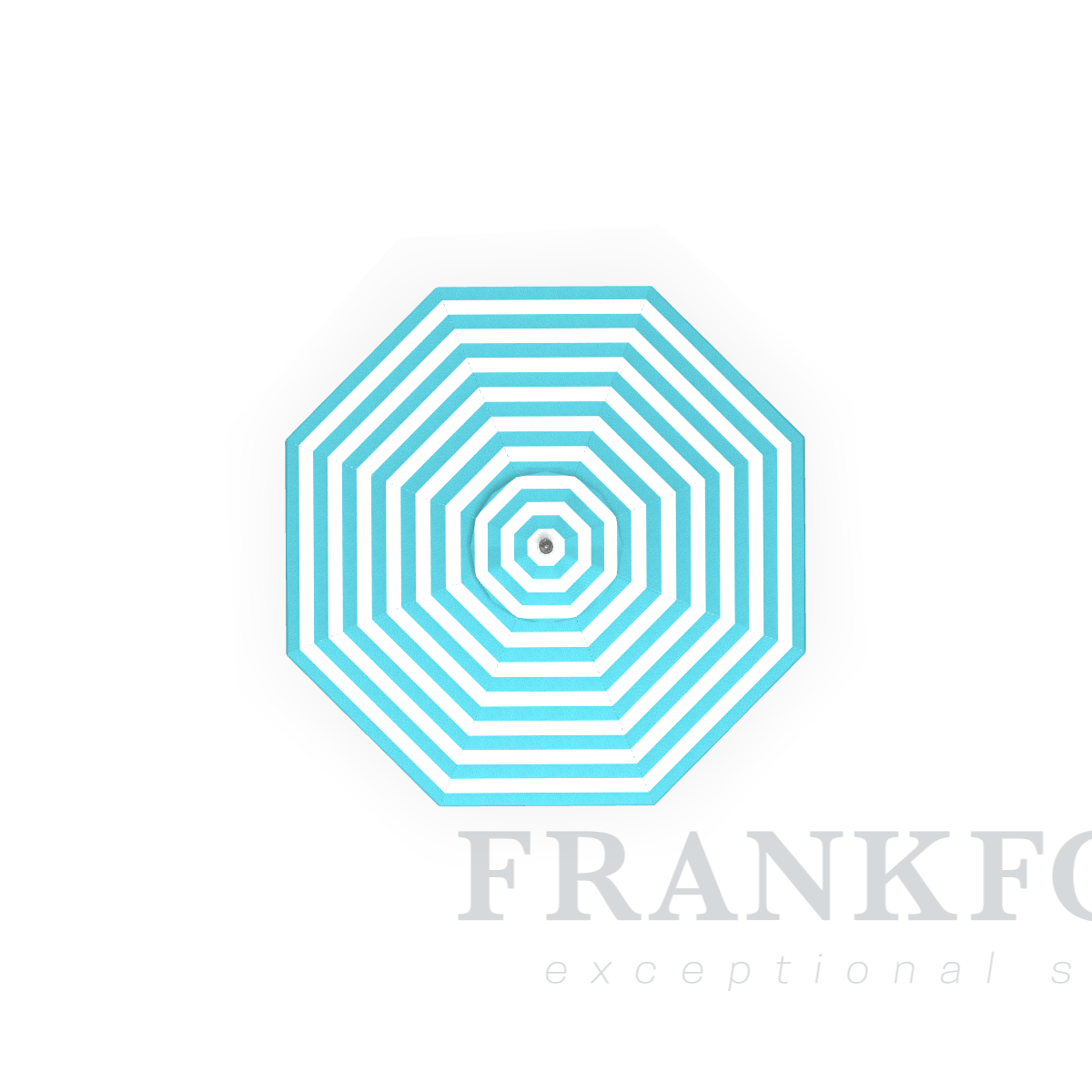 Frankford Monterey Turquoise Stripe 9' Fiberglass Rib Matte Silver Aluminum Pole w/ Crank Auto Tilt Turquoise Stripe Acrylic