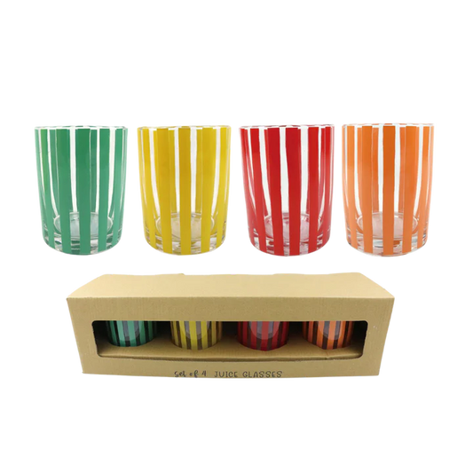 Set of 4 Striped Juice Glasses