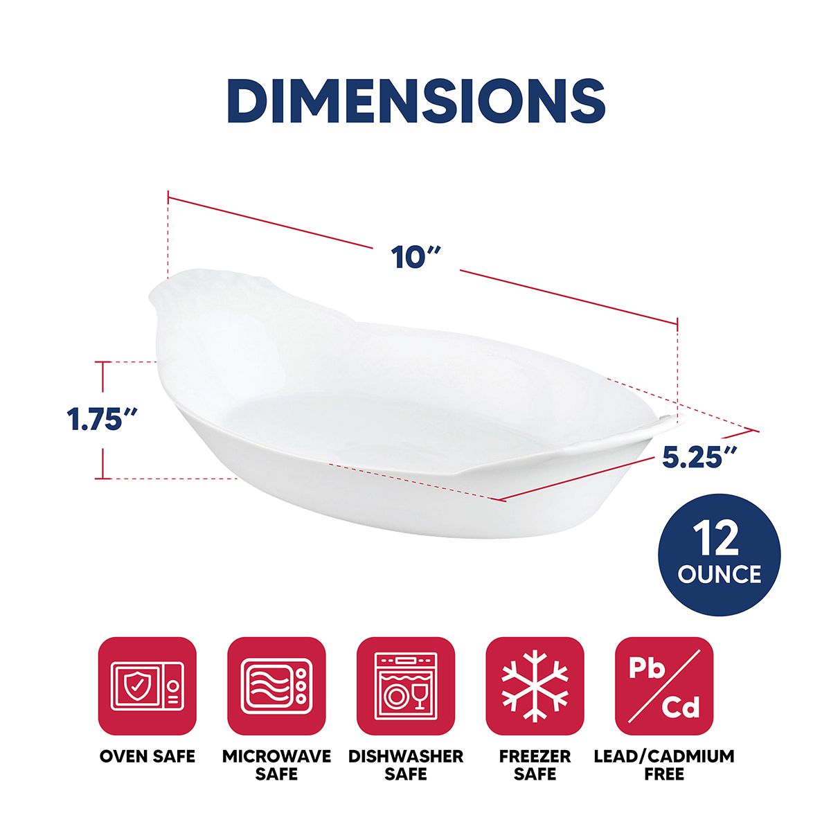 HIC Kitchen Au Gratin Oval 10 Inch