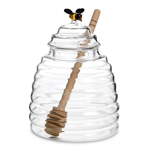 HIC Kitchen Glass Honey Jar with Lid & Honey Dip