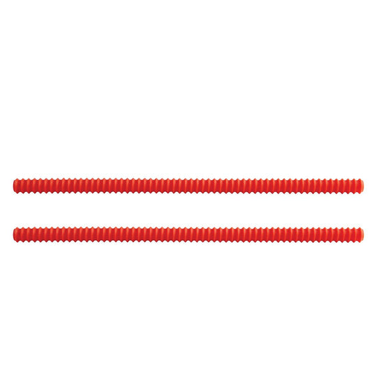 Two red ribbed tubes on a white background