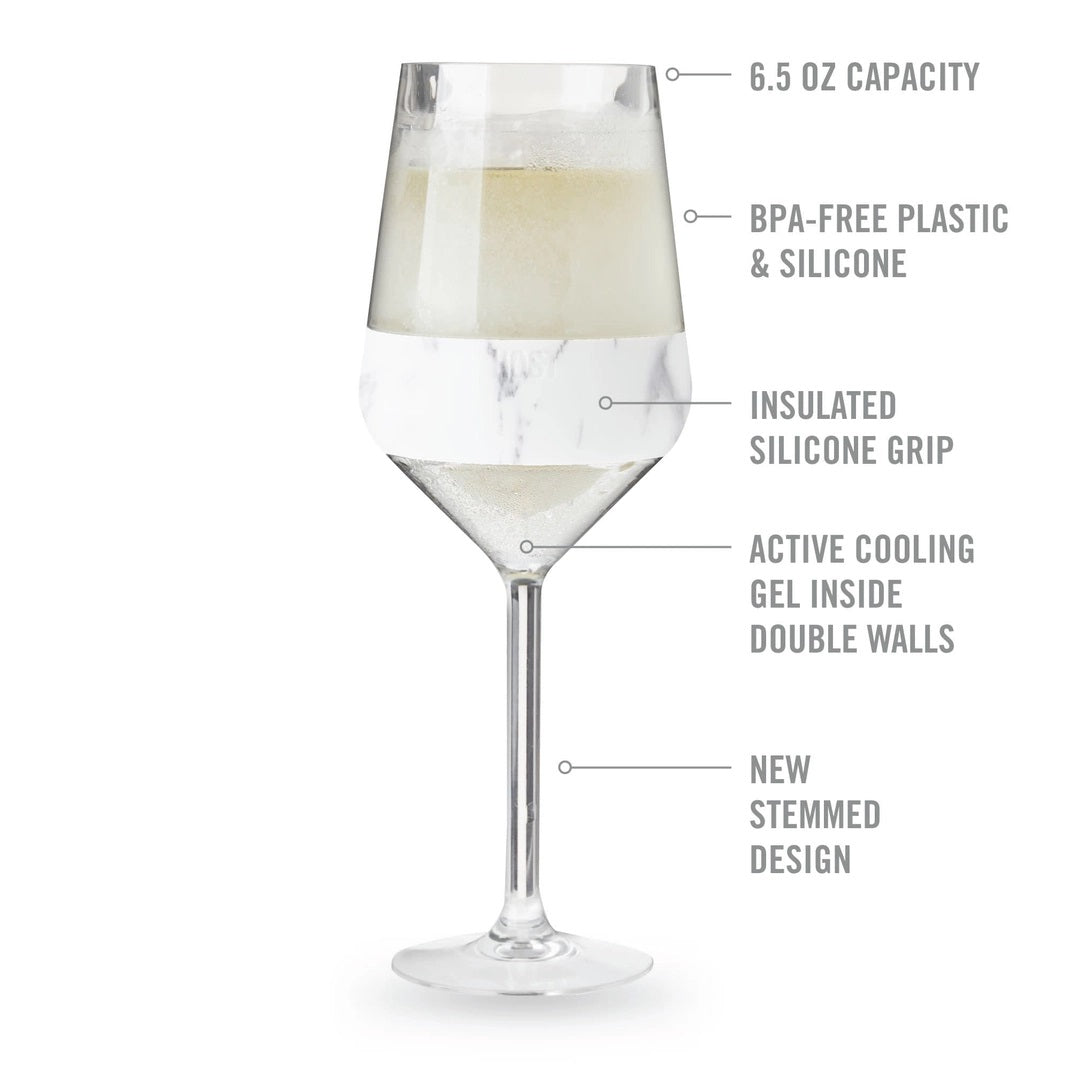 HOST - Wine FREEZE Stemmed Cooling Cups - Marble - Set of 2