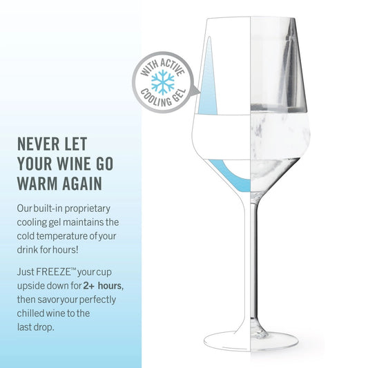 HOST - Wine FREEZE Stemmed Cooling Cups - Marble - Set of 2