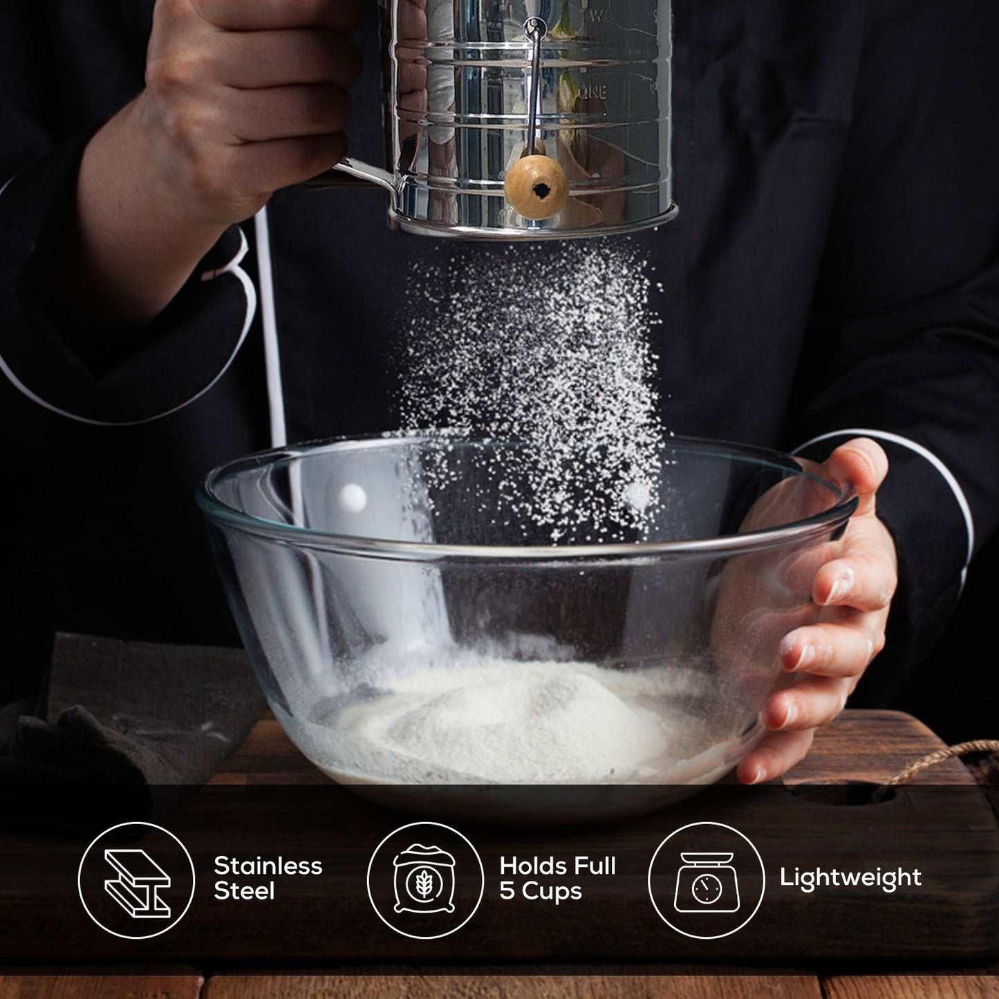 Mrs. Anderson's Baking Hand Crank Sifter, 3 Cup