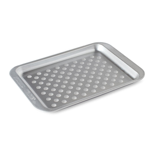 Baking tray with perforated design on a white background