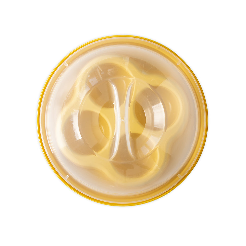 Yellow lid with a clear center on a white background