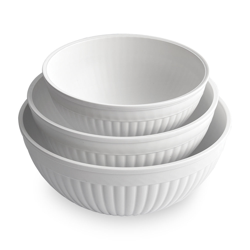 Nordic Ware 3 PC Prep & Serve Mixing Bowl Set - White