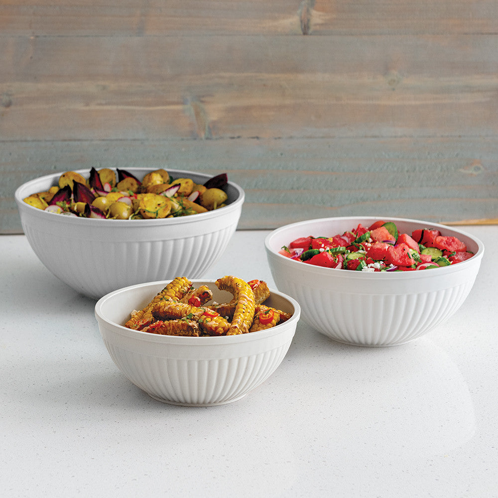 Nordic Ware 3 PC Prep & Serve Mixing Bowl Set - White