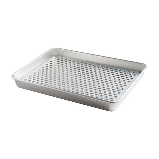 Rectangular perforated tray on a white background