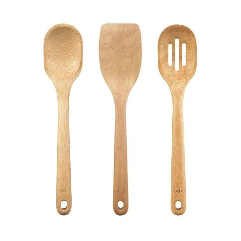Wooden spoon, turner and slotted spoon
