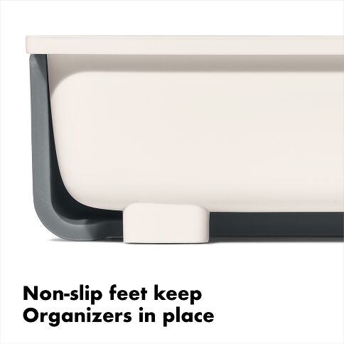 White organizer with non-slip feet on a white background