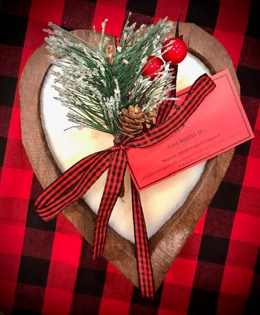 Plaid Rooster Co - HOLIDAY Heart Dough Bowl Candle (Fraser Fir Scent)