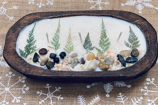 Plaid Rooster Co - "TREE FARM" dough bowl soy candle (Winter Woods Fragrance)