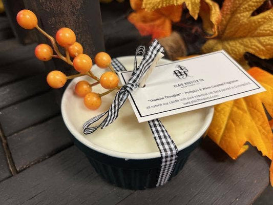 Plaid Rooster Ramekin Navy