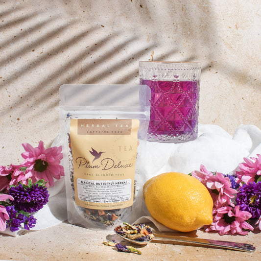 Plum Deluxe Tea - Magical Butterfly Pea Flower Tea Herbal Loose Leaf 