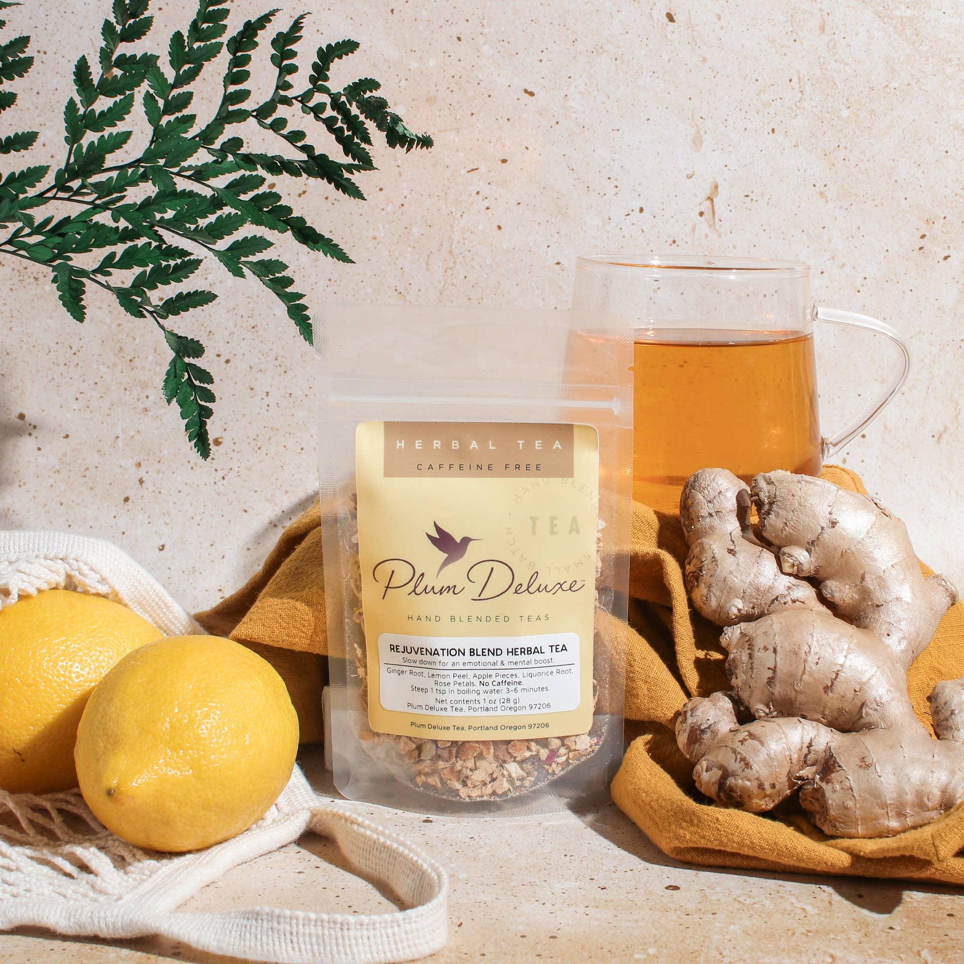 Plum Deluxe Tea - Rejuvenation Lemon Ginger Herbal Tea