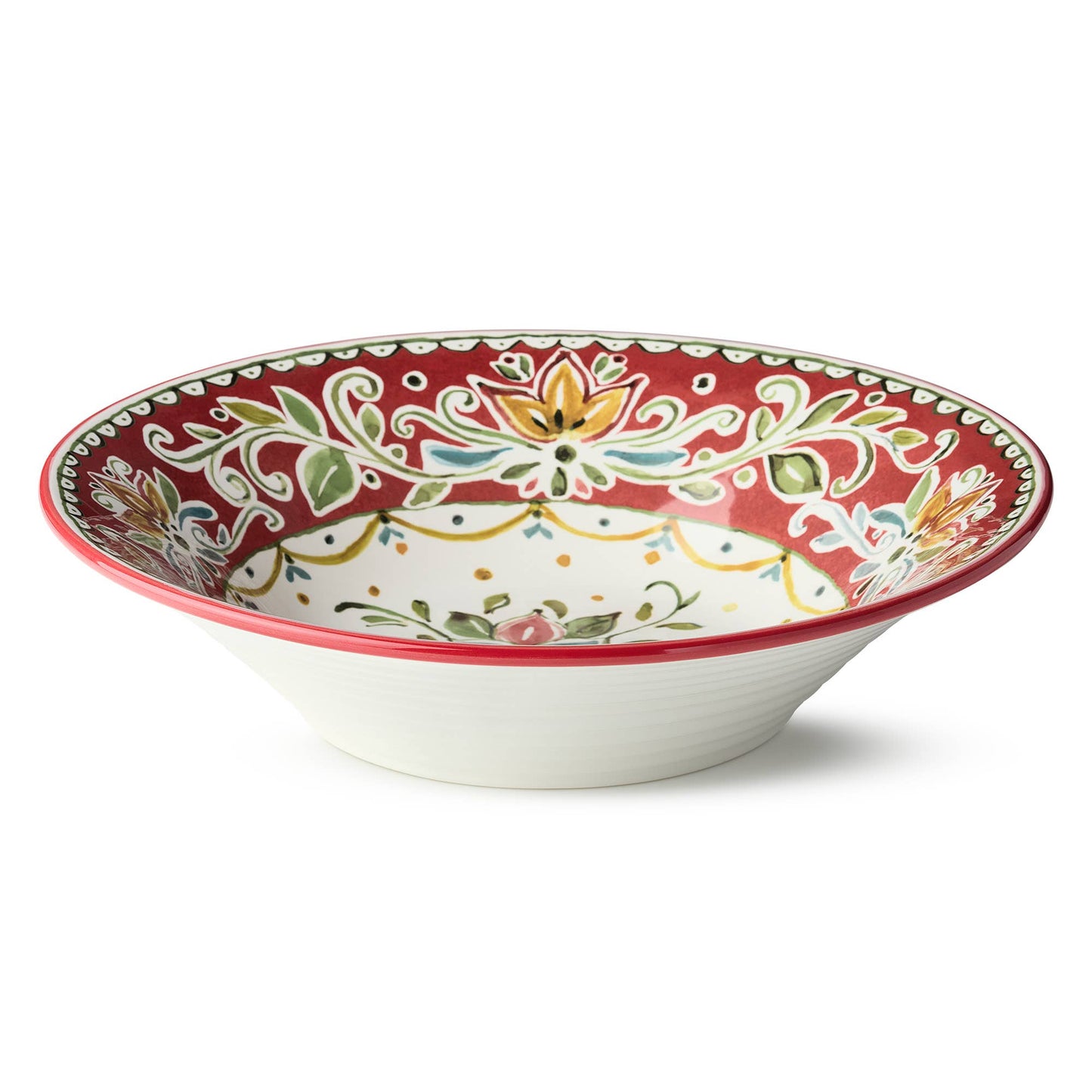 Decorative ceramic bowl with floral pattern on a white background