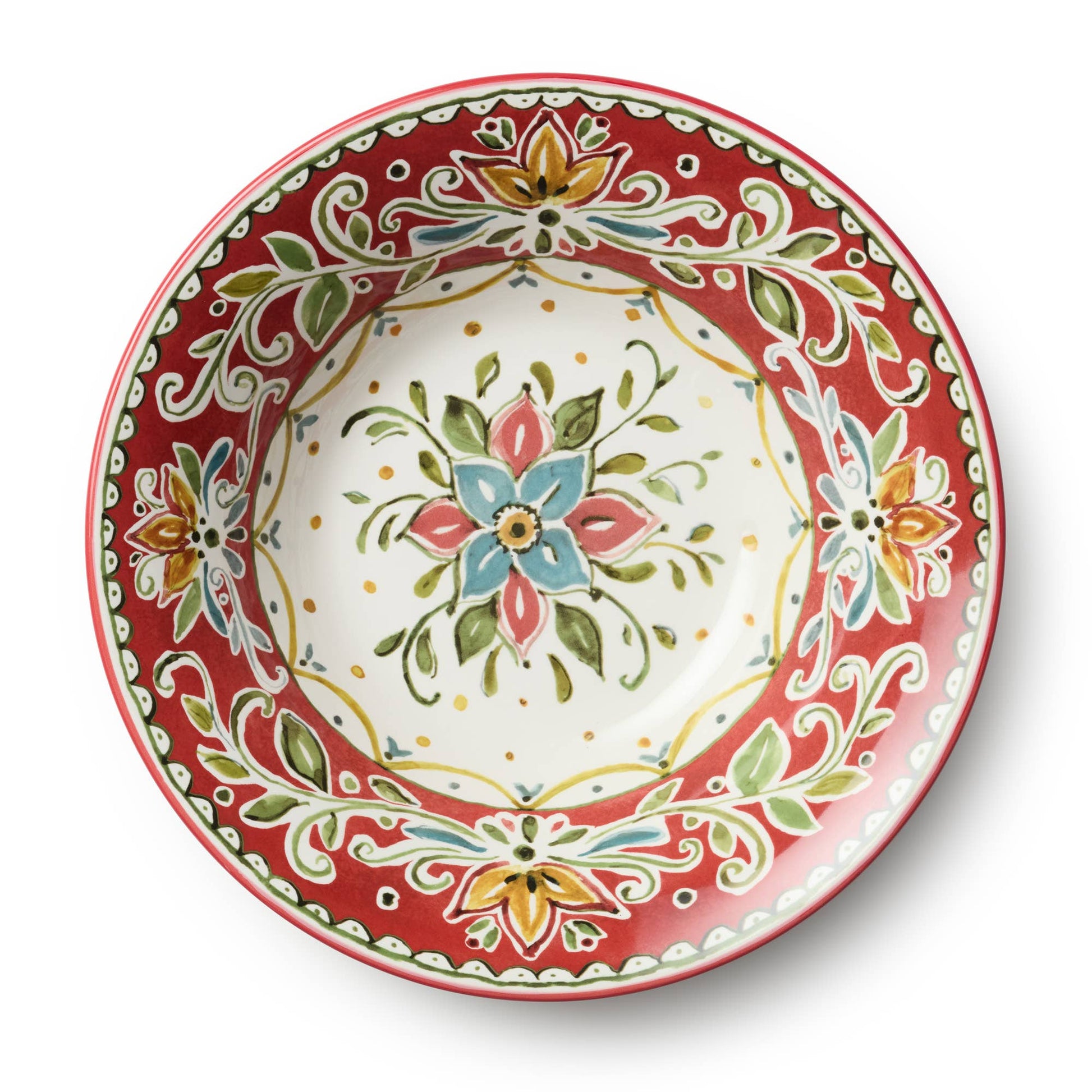 Decorative ceramic bowl with floral patterns on a white background