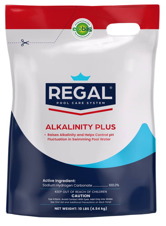 Regal Alkalinity Plus packaging for pool care system on a white background