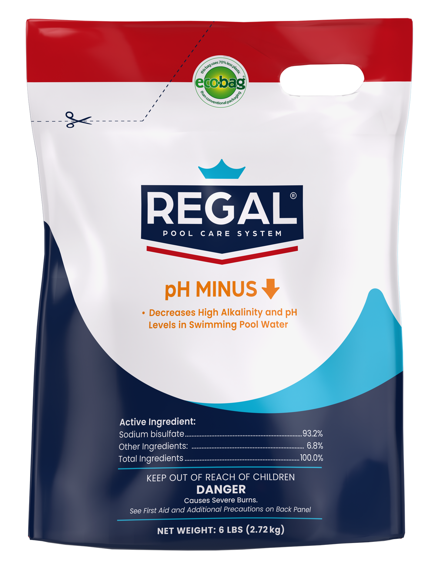 Regal pool care system pH minus packaging on a white background