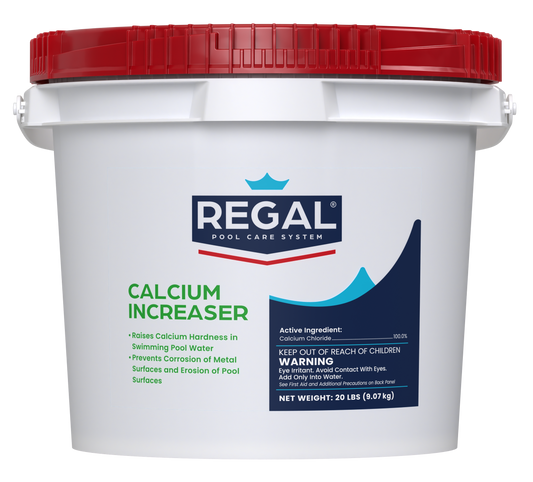 White bucket with red lid labeled 'Regal Calcium Increaser' on a white background