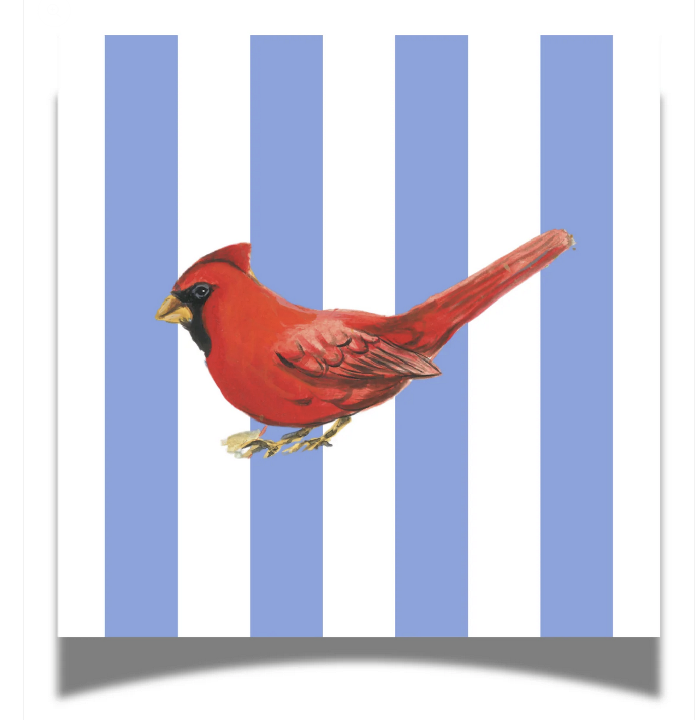 Fabuplates Red Bird Cardinal Blue Striped Cocktail Napkin