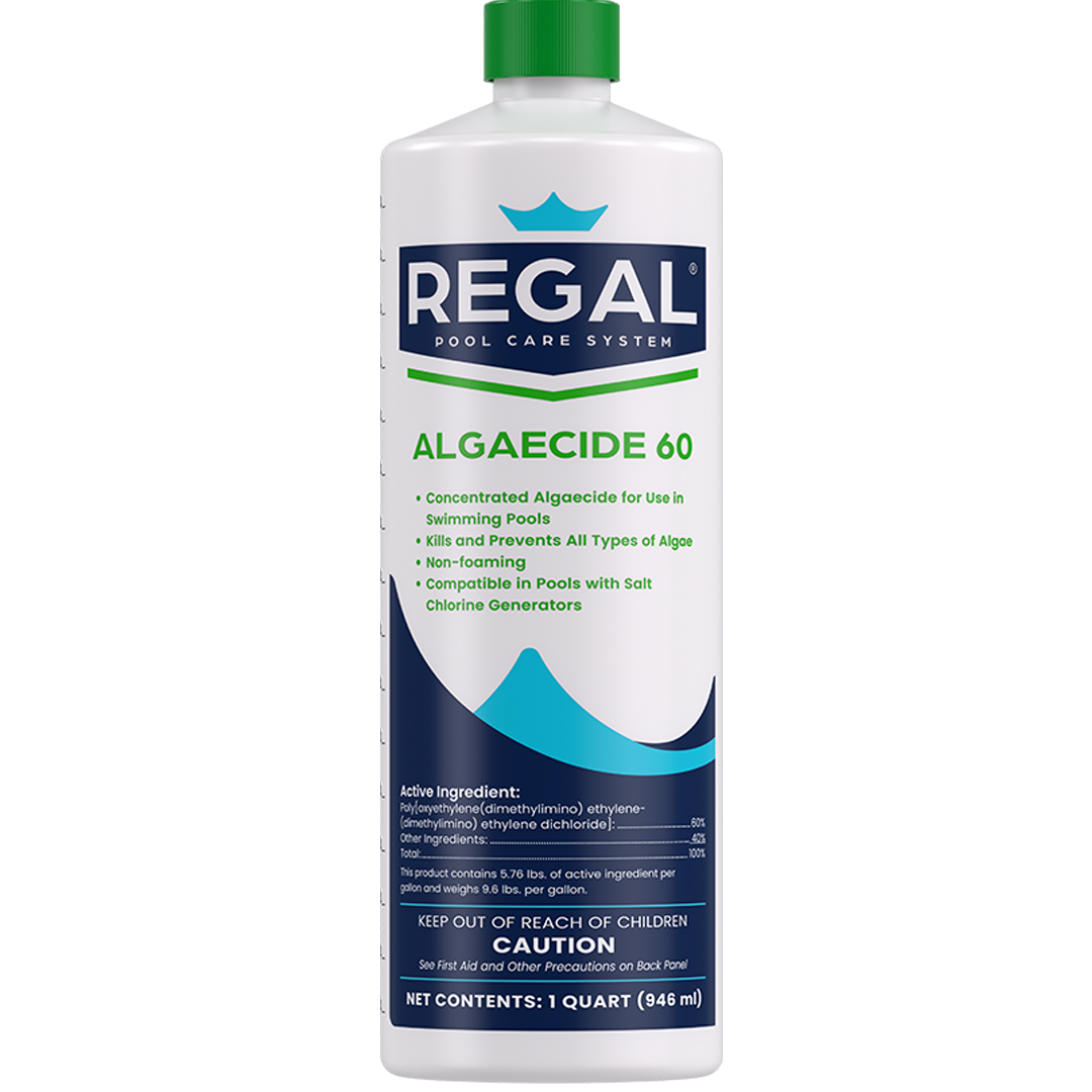 Regal Algaecide 60 pool care system bottle on a white background