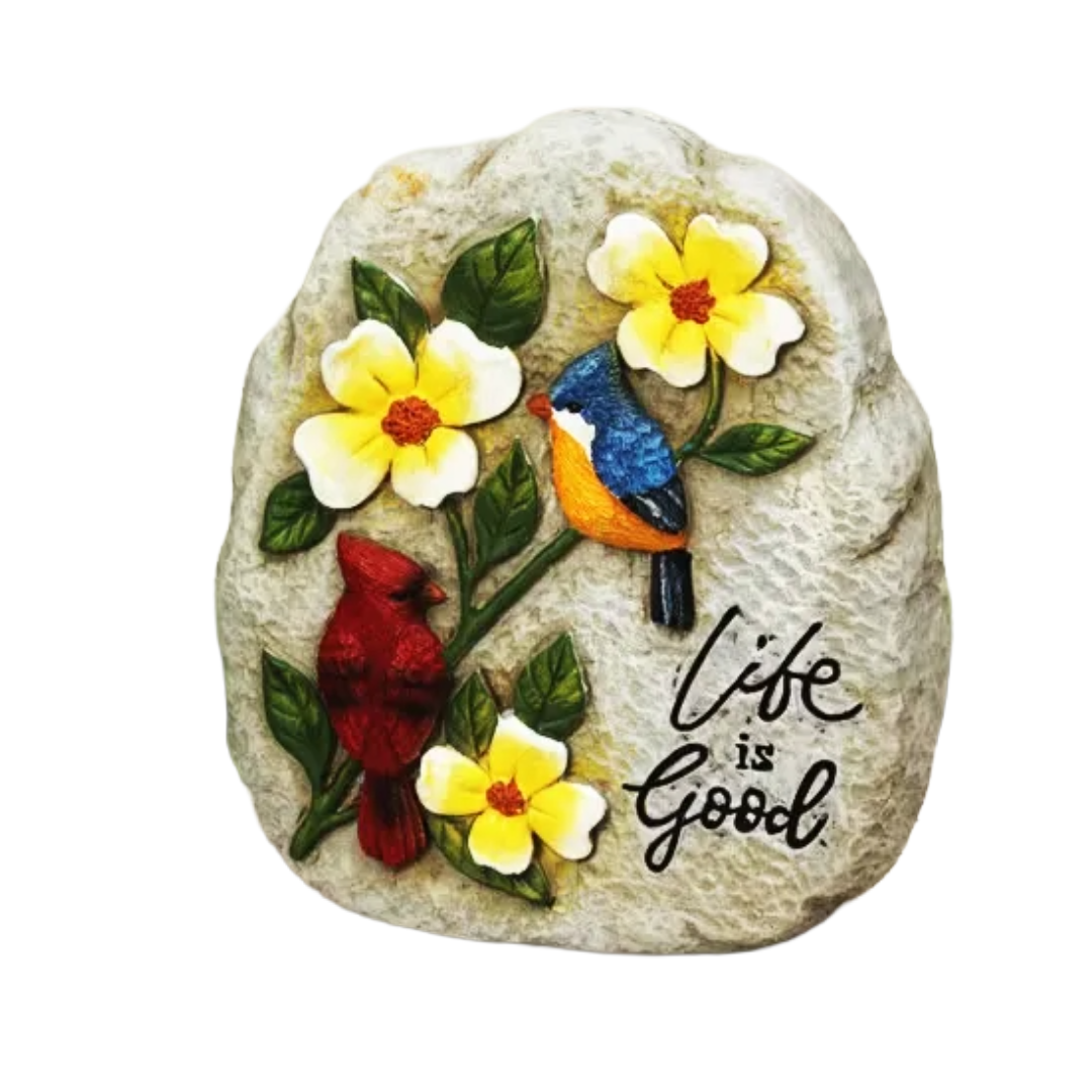Resin Flower and Bird Garden Stone