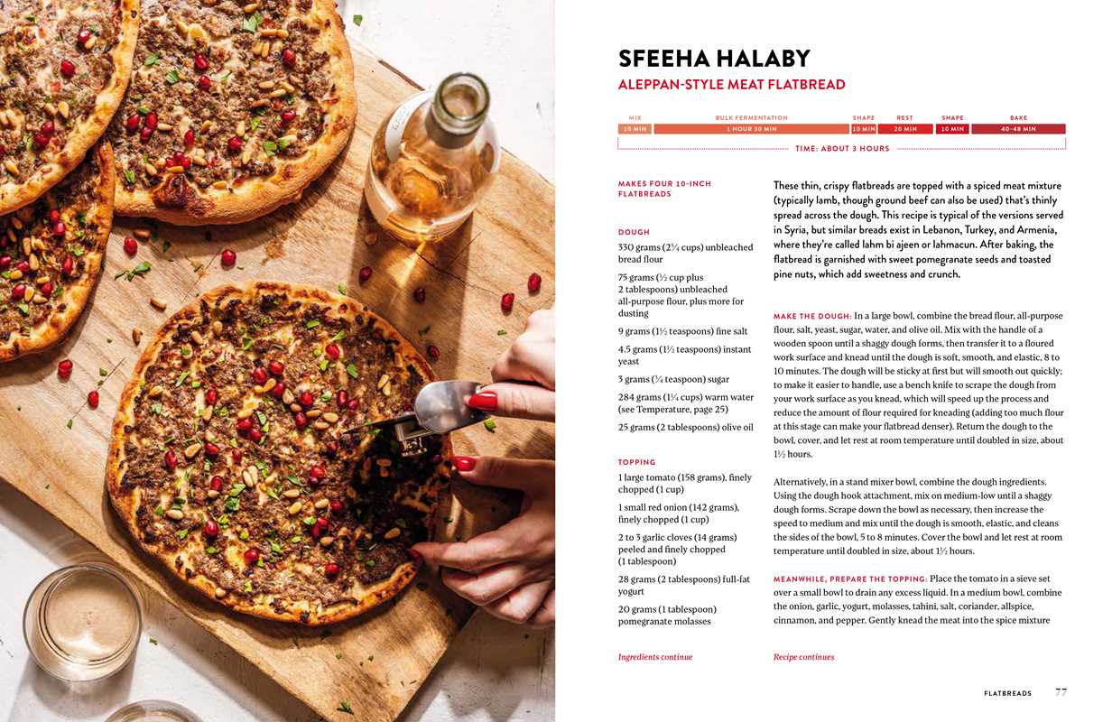 Wooden cutting board with flatbread and a bottle of wine, accompanied by a recipe on the right.