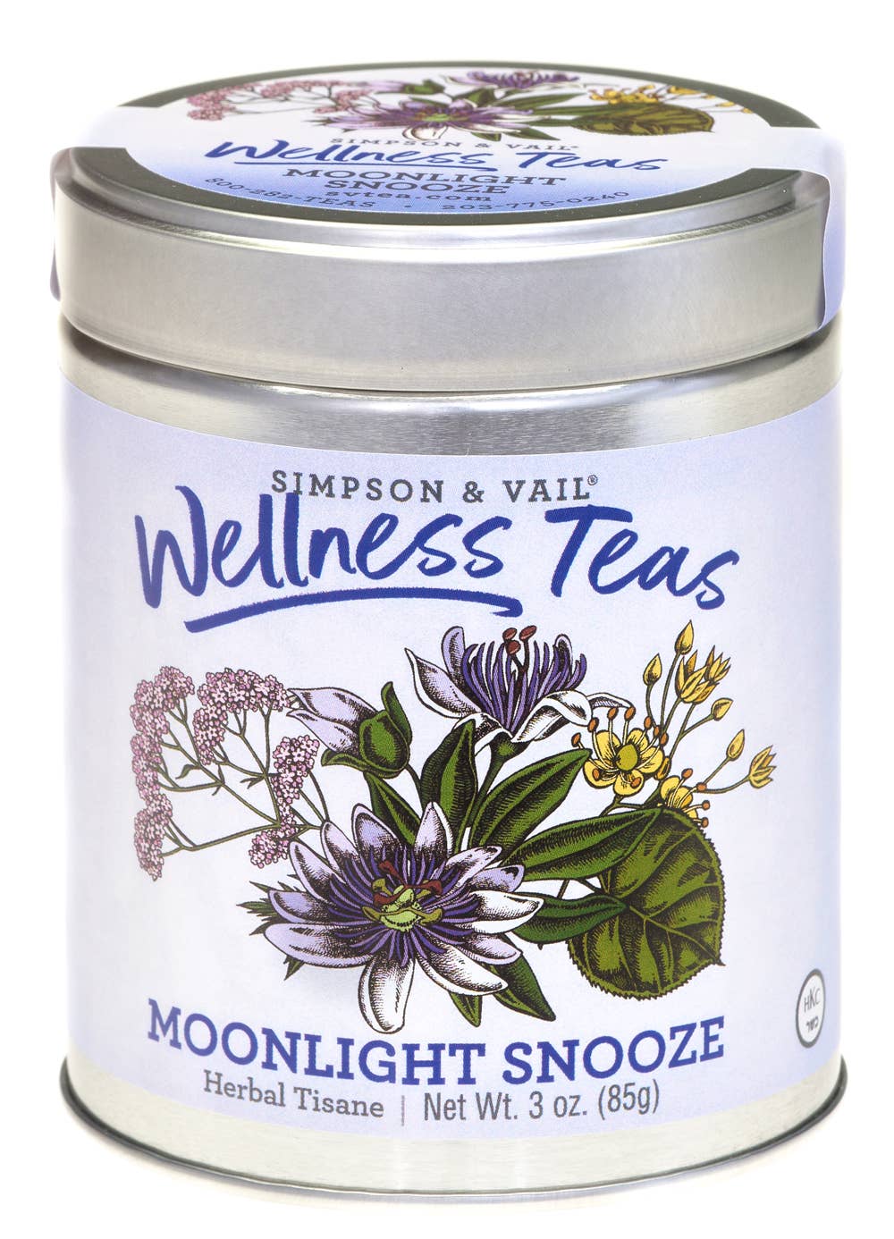 Simpson & Vail Wellness Teas Moonlight Snooze tea canister on a white background