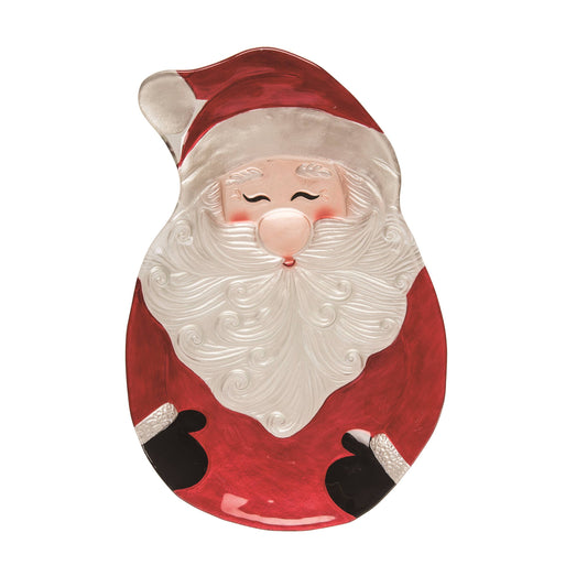 Decorative plate shaped like a smiling Santa Claus on a white background