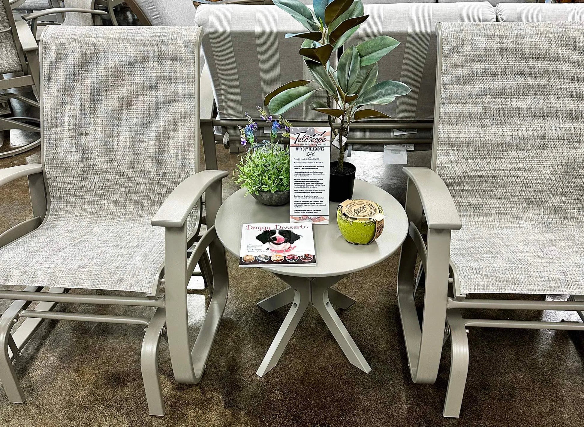 Patio glider chairs set of 2 with table