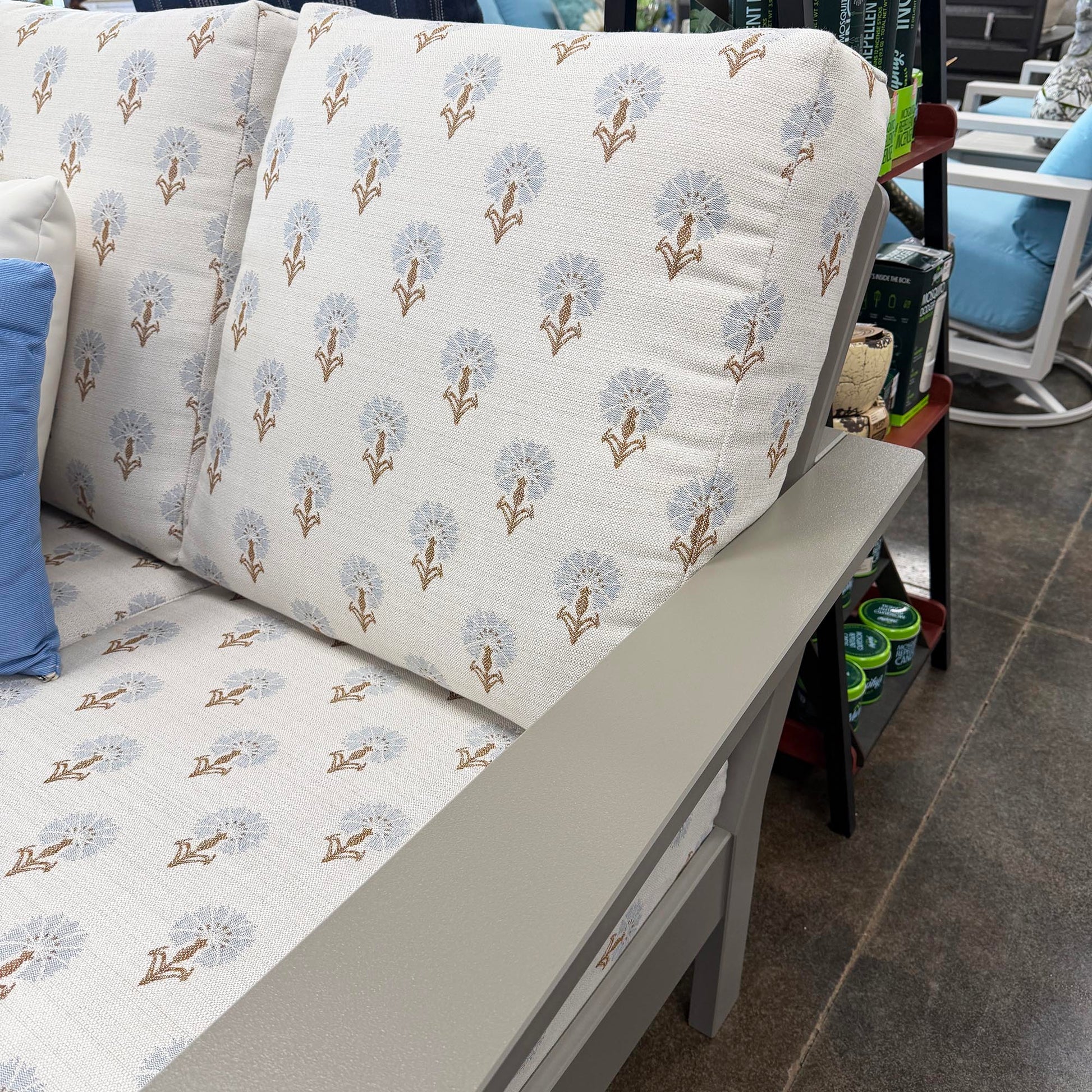 Close-up of the Telescope Casual Antero Loveseat in Mira Chai fabric