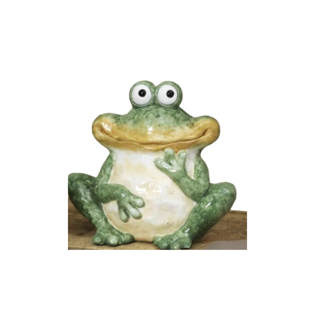 Frog figurine with a white background