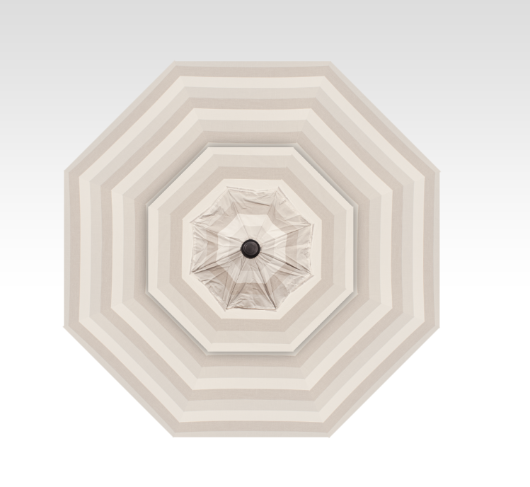 Beige patio umbrella on a white background