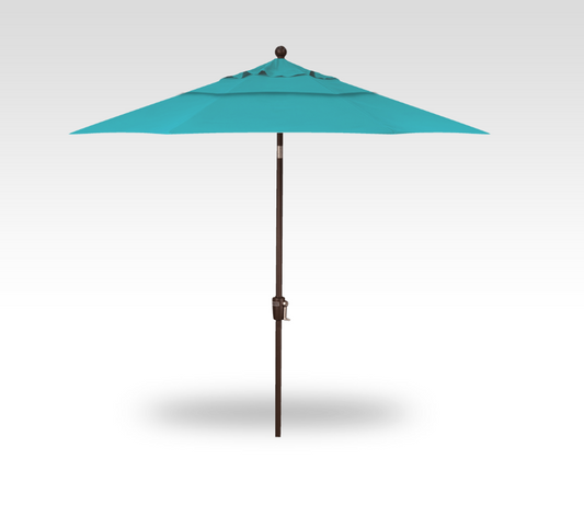 Turquoise patio umbrella on a white background