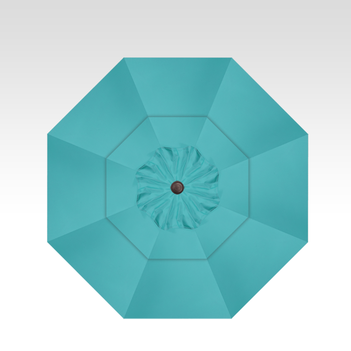 Teal patio umbrella on a white background