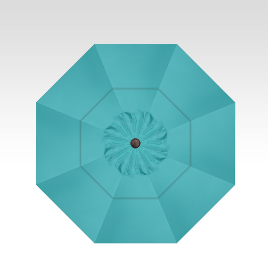 Teal patio umbrella on a white background