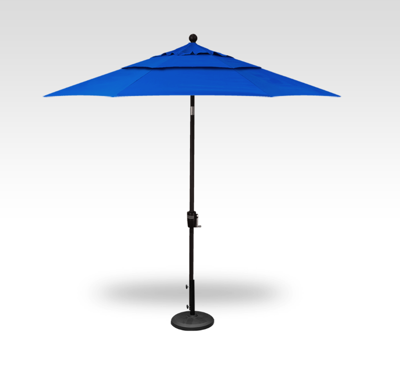 Blue patio umbrella on a white background
