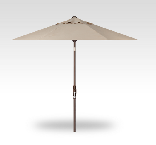 Beige patio umbrella on a white background