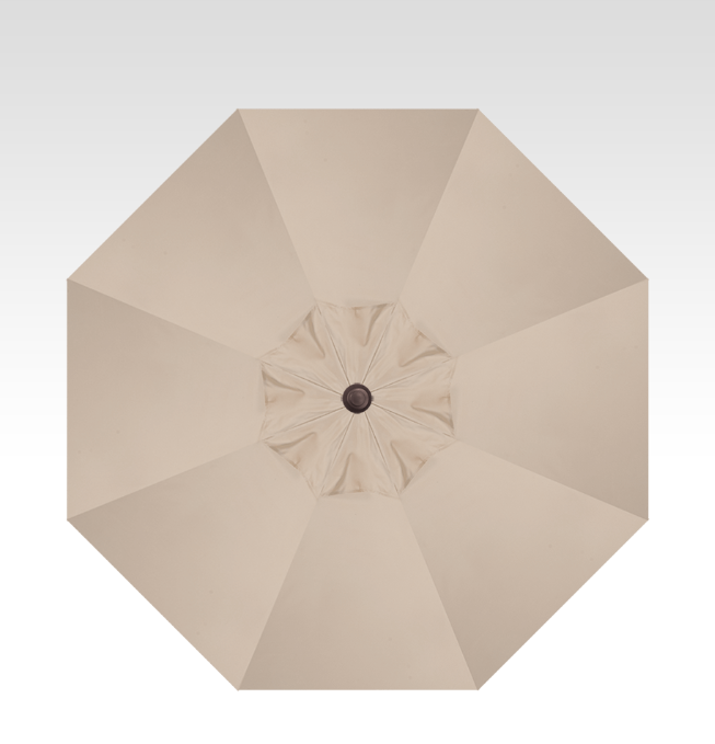 Beige patio umbrella on a white background