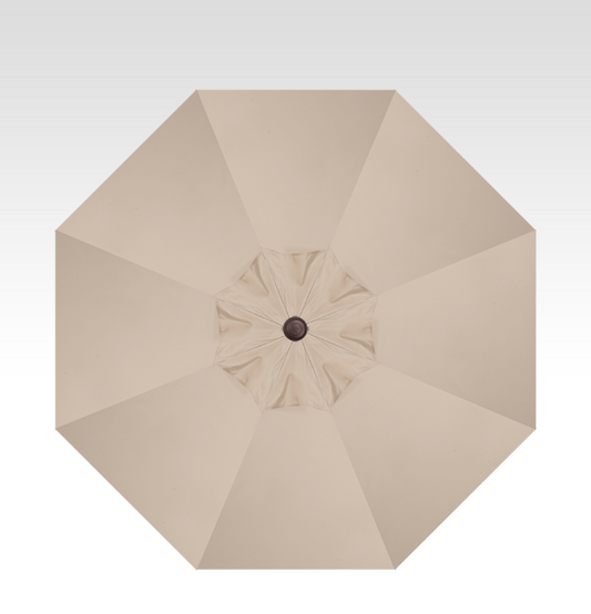 Beige patio umbrella on a white background