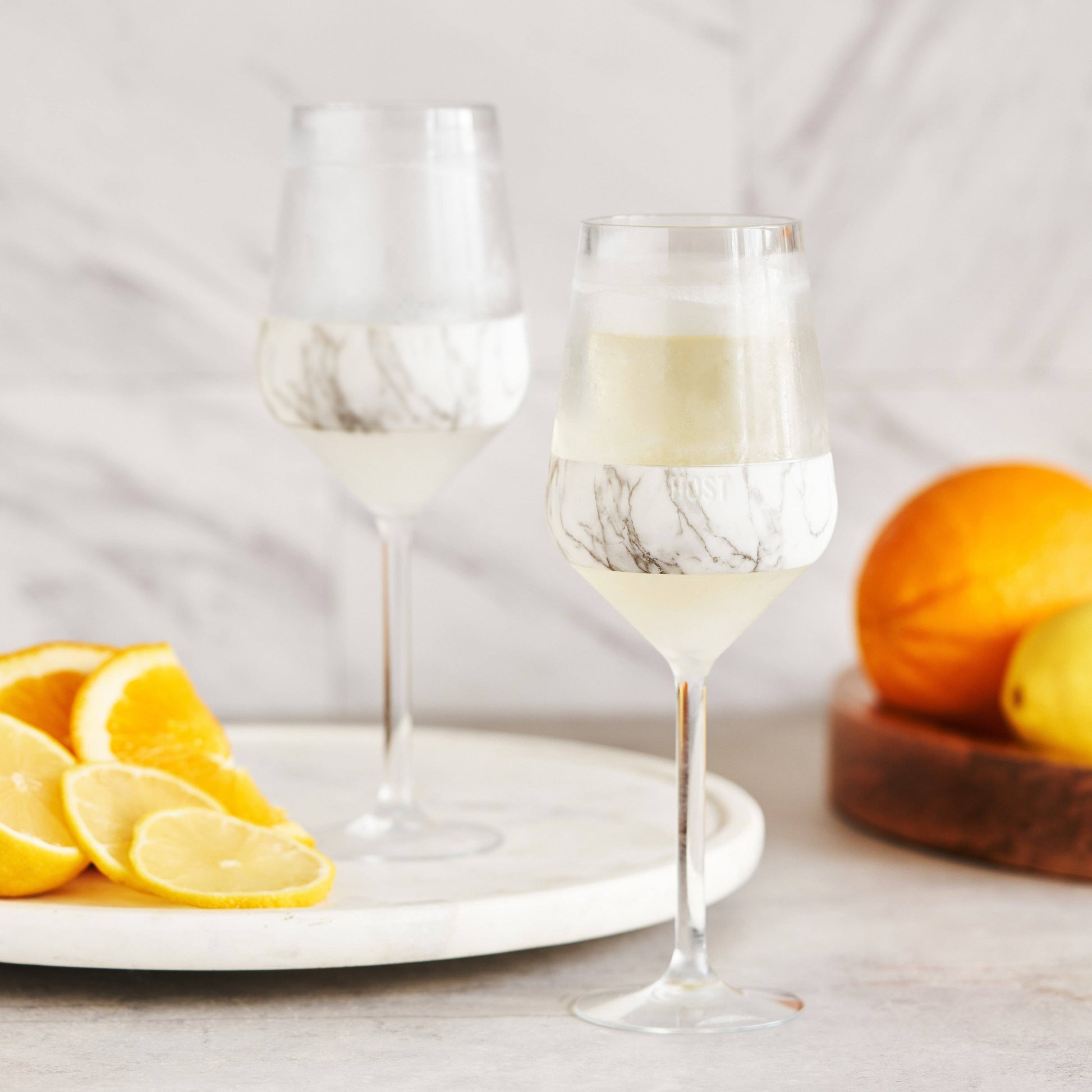 Wine FREEZE™ Stemmed Cooling Cups - Marble Style