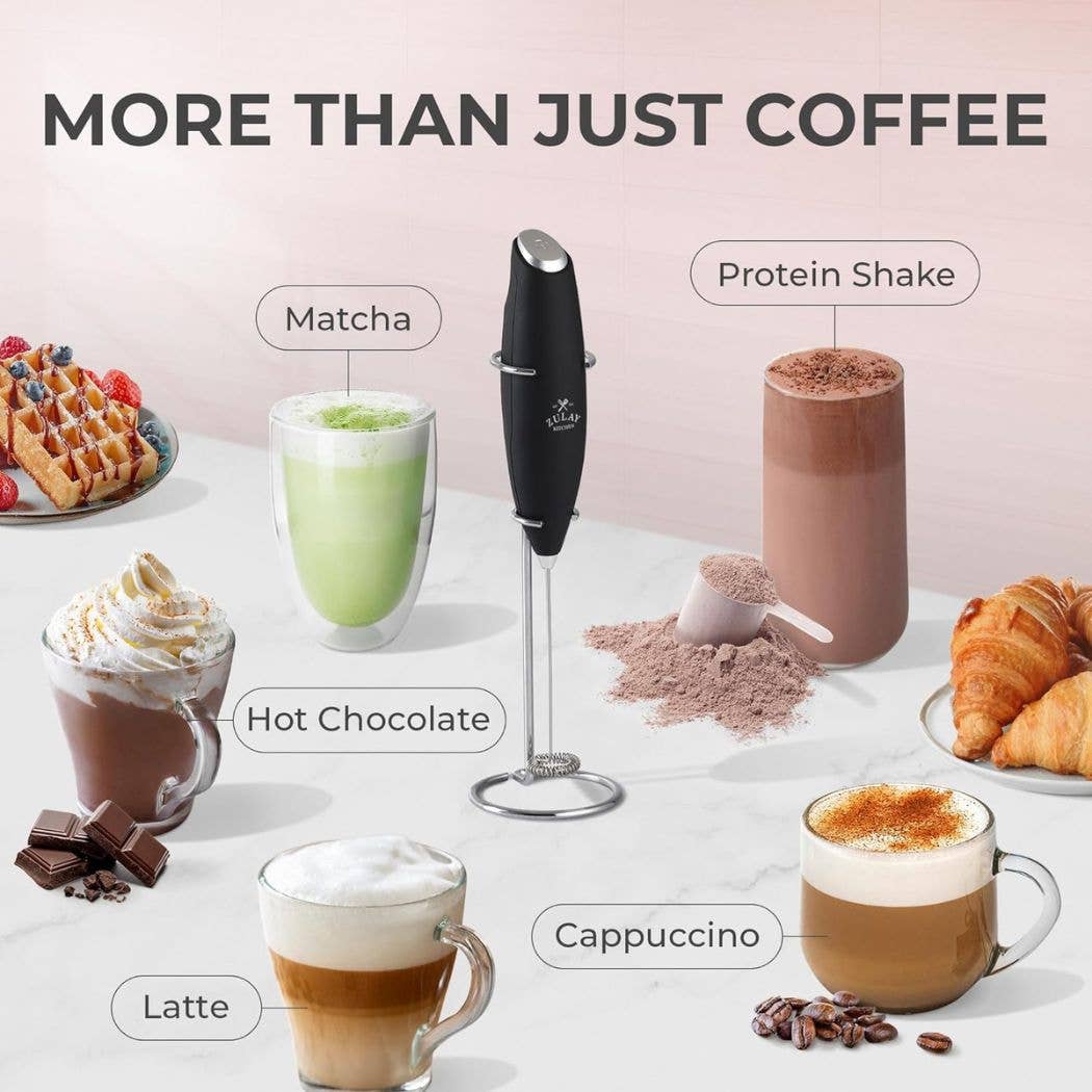 Mu;tiple uses for the Zulay Kitchen Handheld Milk Frother 
